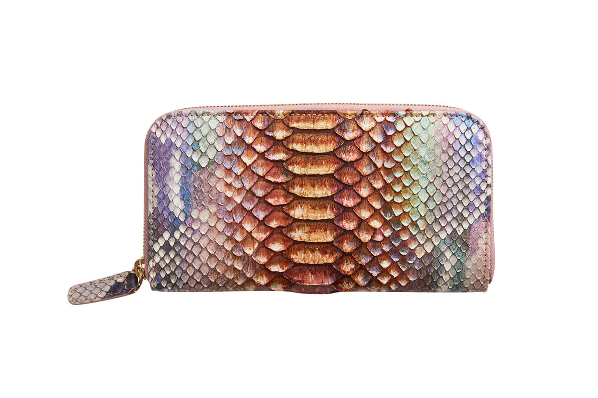 Allysa Payne Iridescent Python Zip Wallet