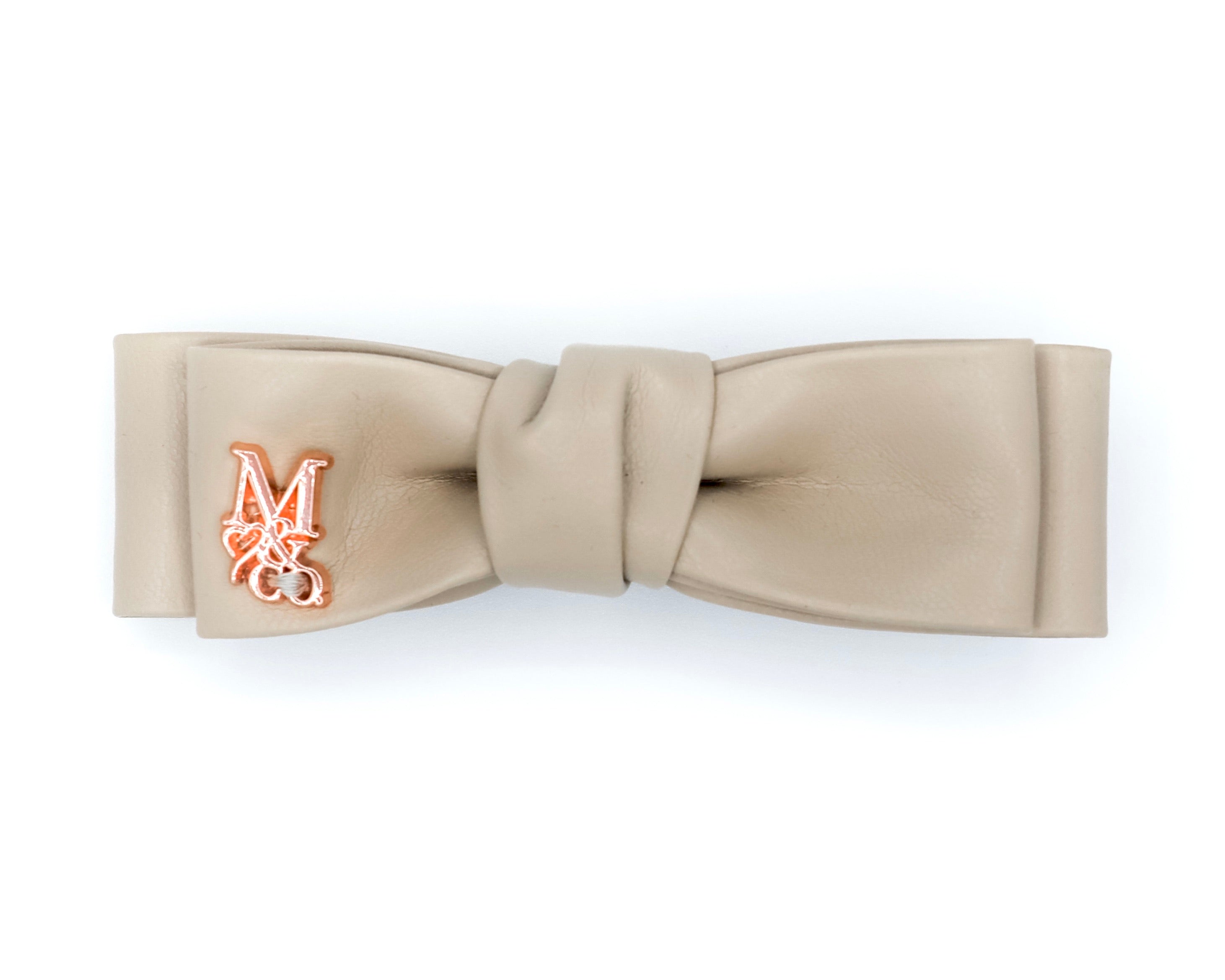 Mini Leather Bow: Crème Brûlée