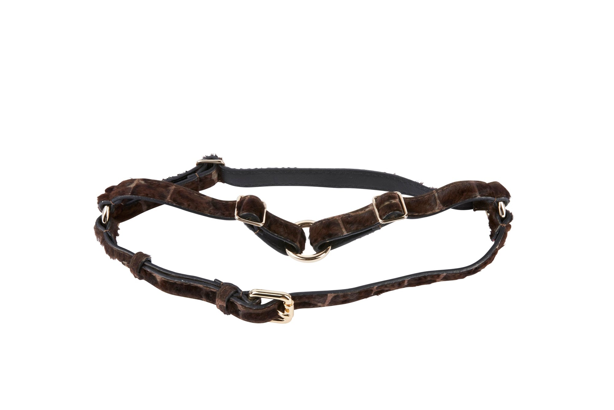 Allysa Payne Brown Snake Print Hair On Hide Italian Leather Dog Harness