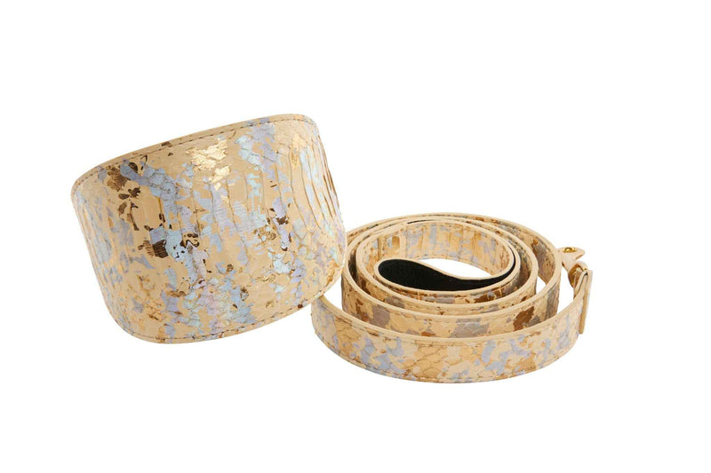 Allysa Payne Luxury Pet Fashion Custom Art Deco Snakeskin Wide Dog Collar & Leash Set