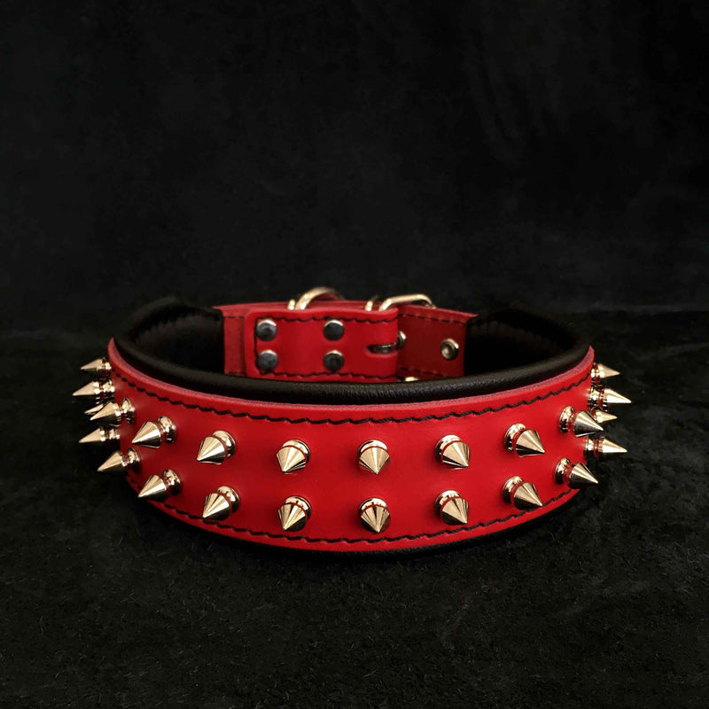 Bestia Red Frenchie Leather Dog Collar