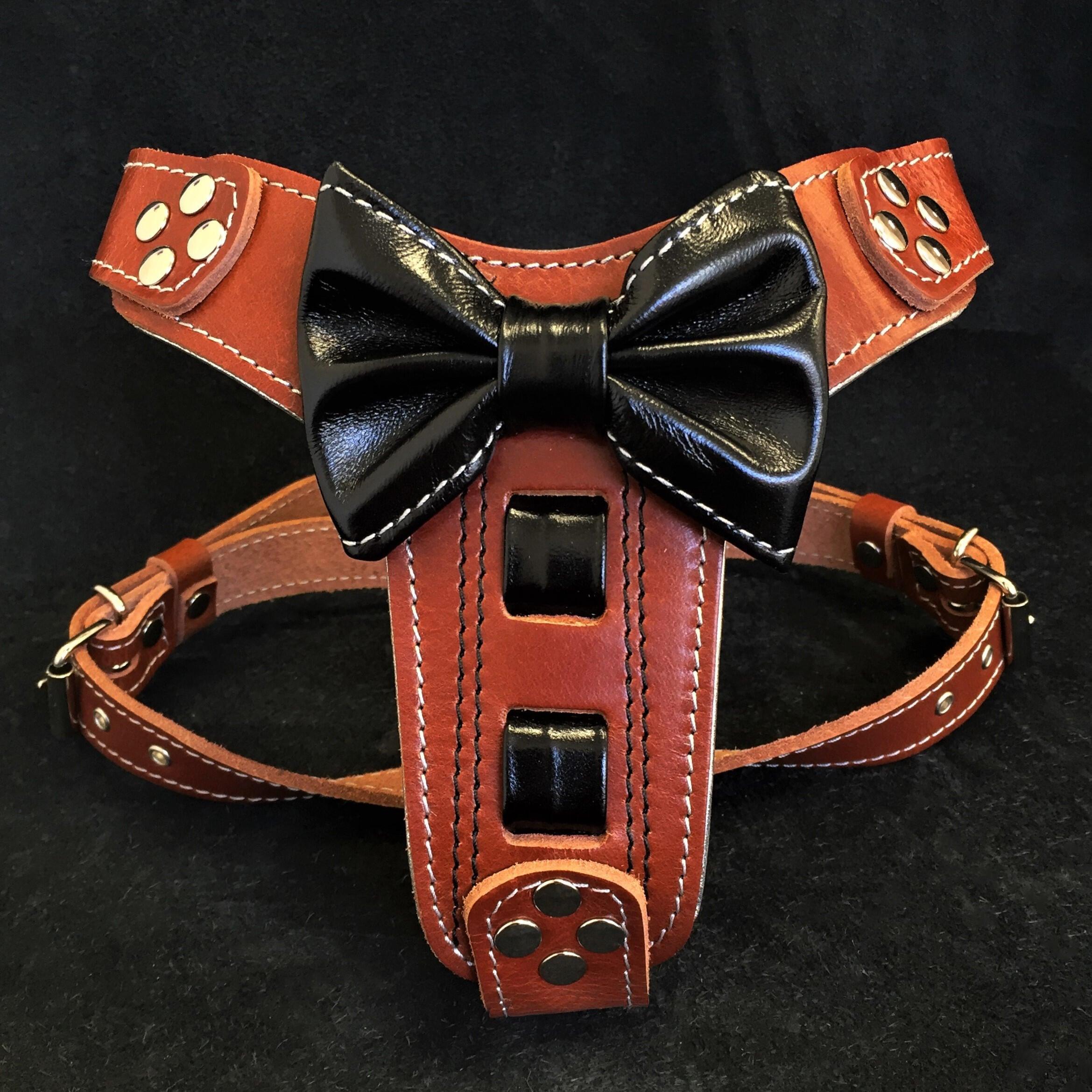Bestia Dog Gear Genuine Leather Dog Harness - Brown 