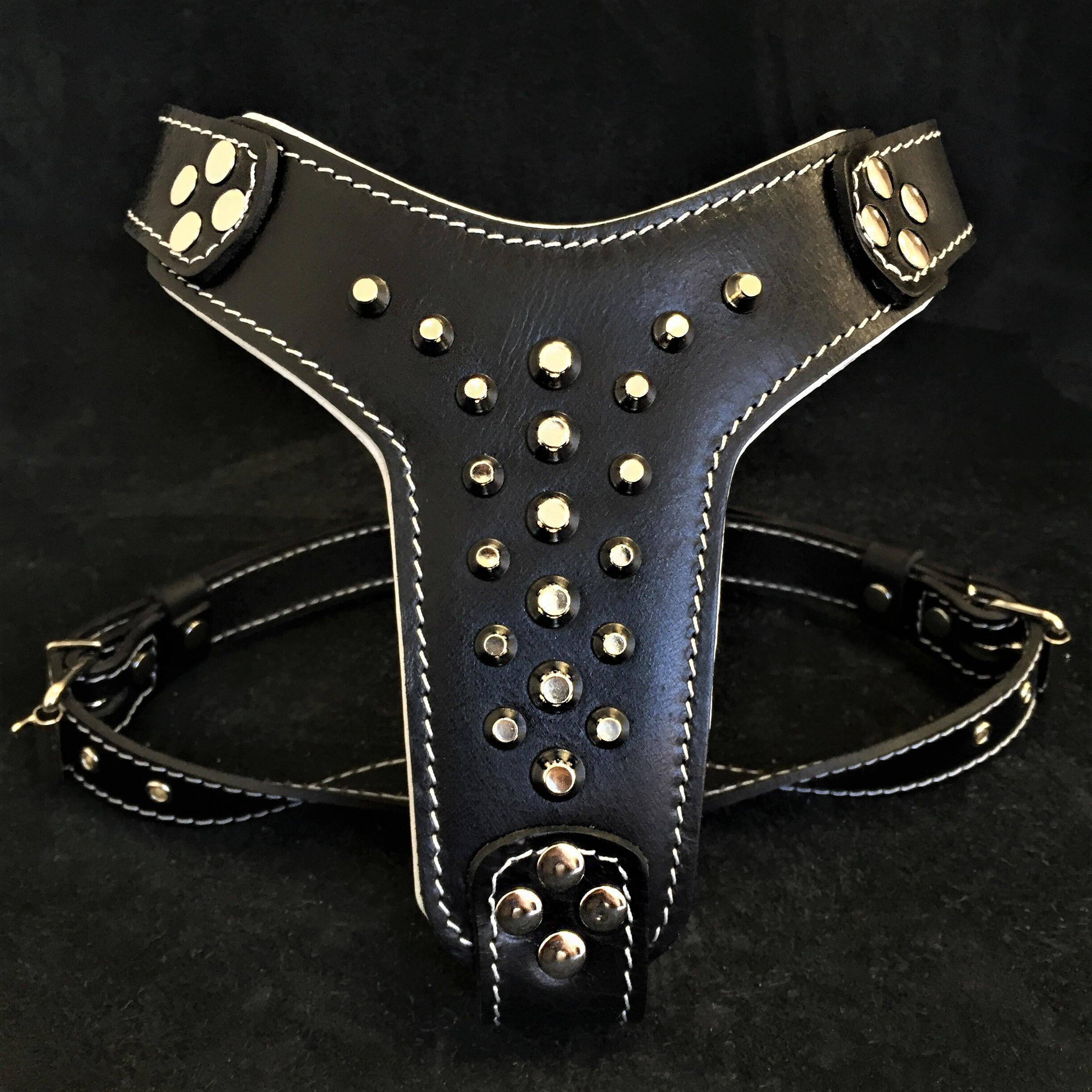 Bestia Dog Gear Genuine Leather Dog Harness - Red 