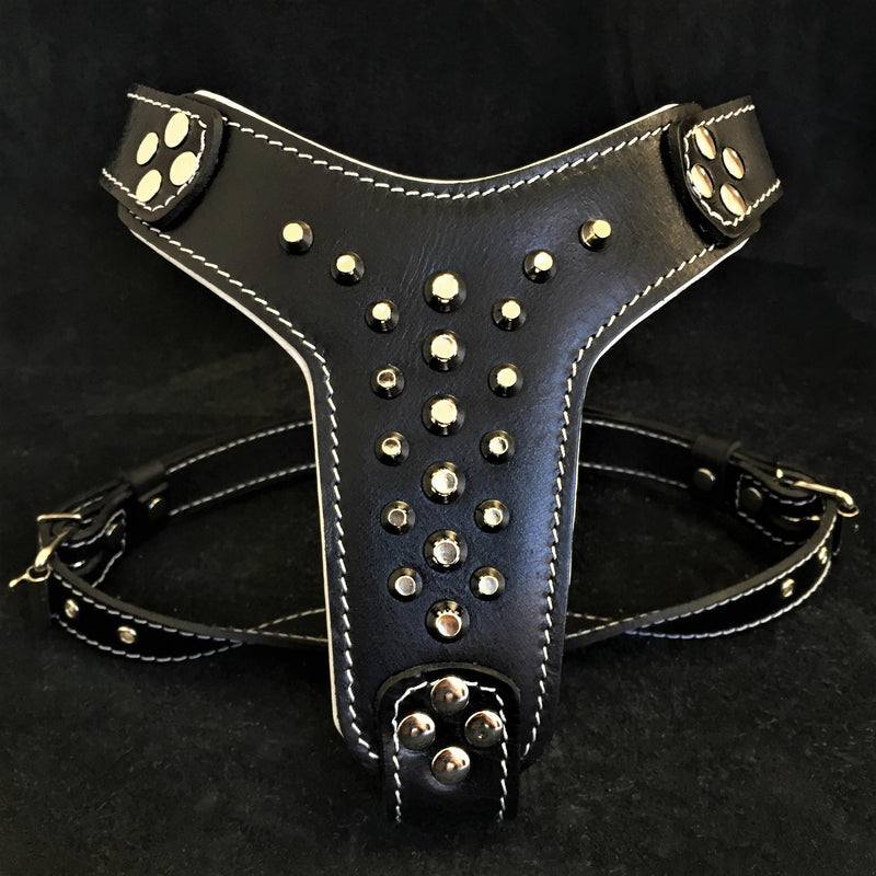 Bestia Dog Gear Genuine Leather Dog Harness - Red 
