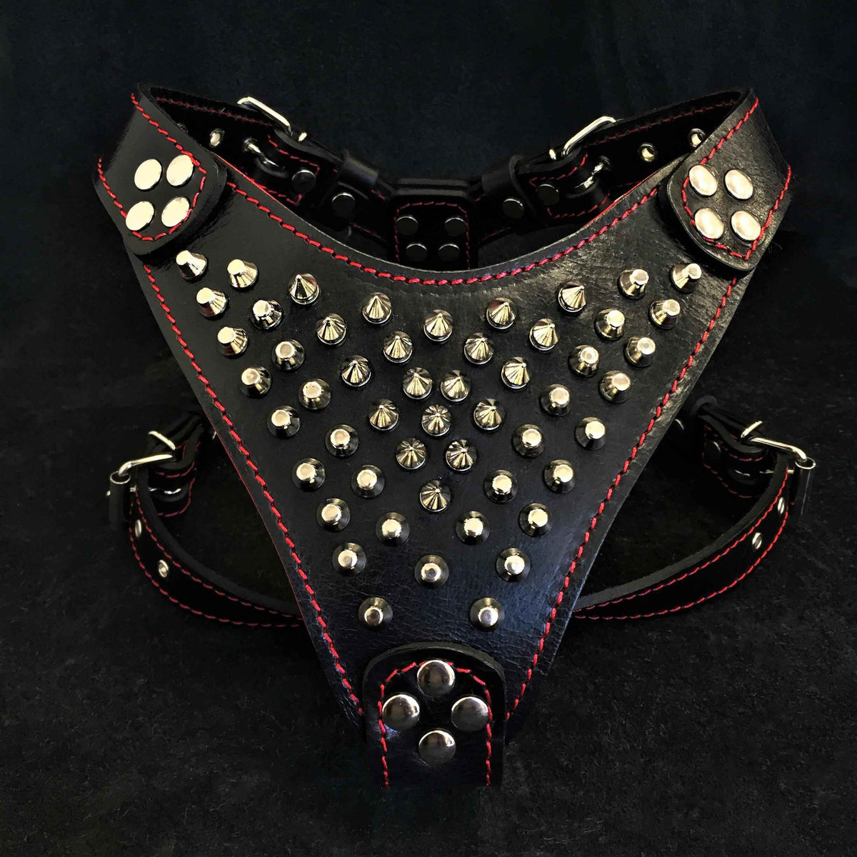 Bestia Frenchie Studded Leather Small to Medium Dog Harness