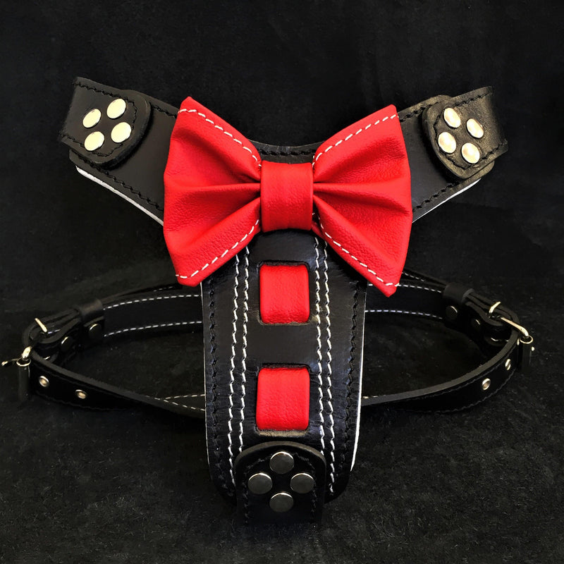 Bestia Dog Gear Genuine Leather Dog Harness - Black 