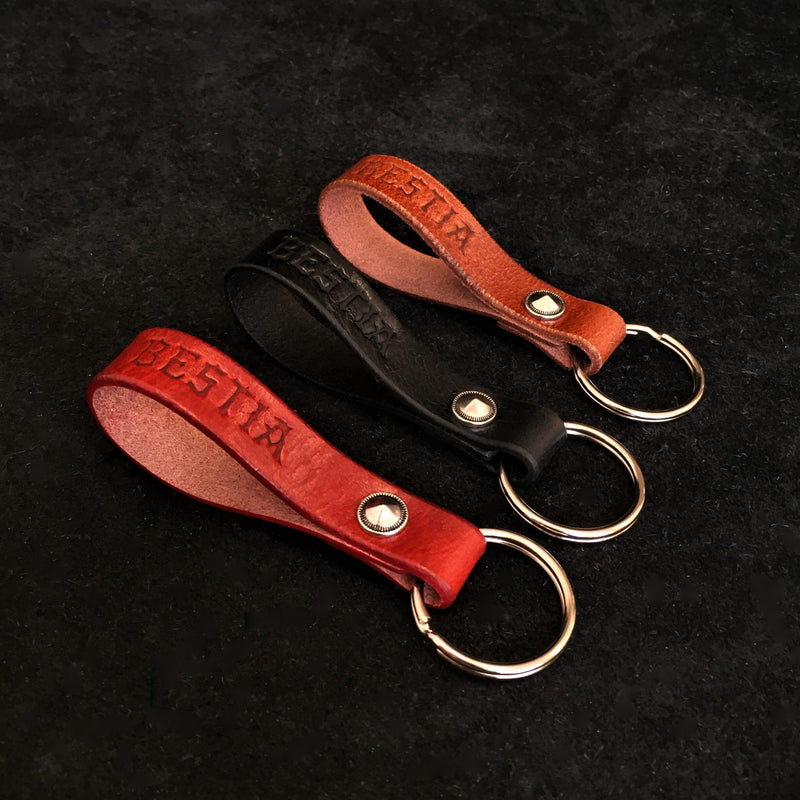 Bestia Dog Gear Genuine Leather Keychain - Black 