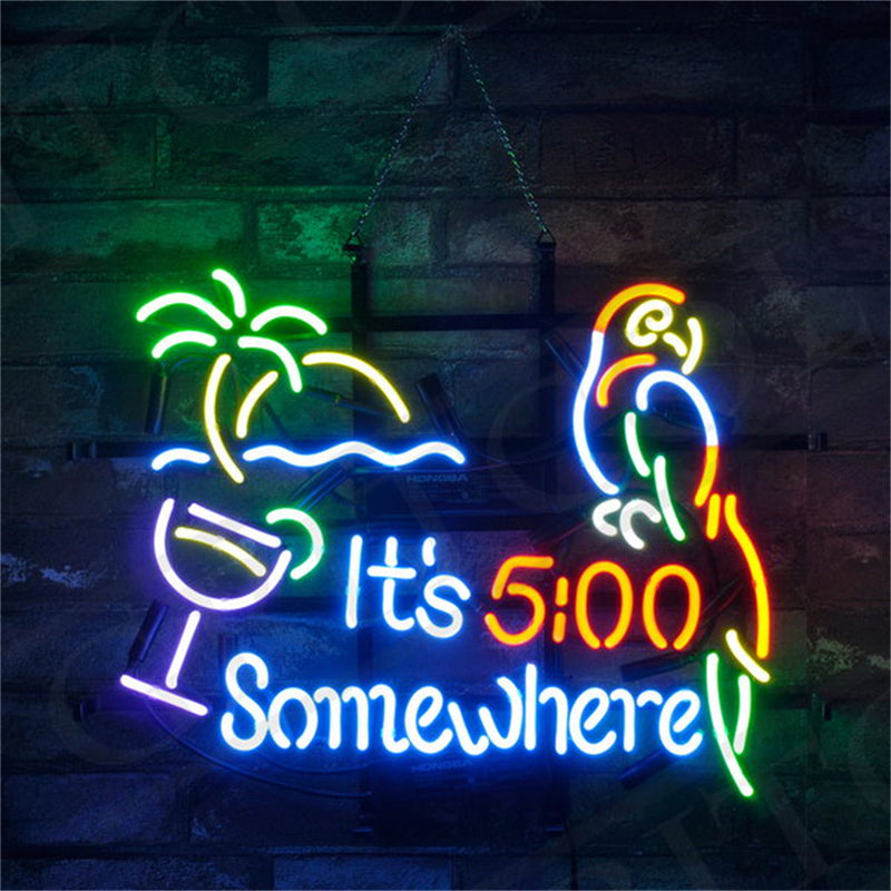 Its 5 oclock Somewhere Parrot Neon Signs Light