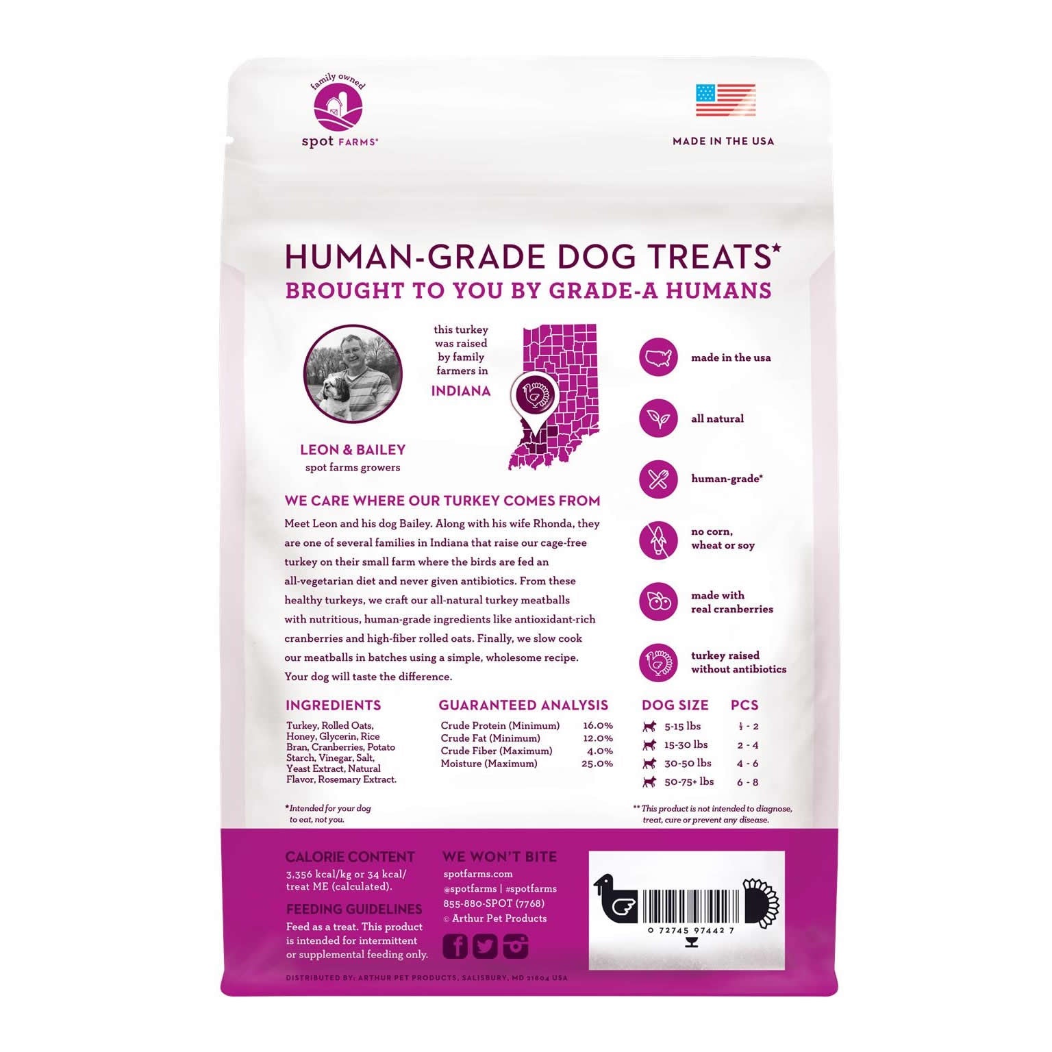 Spot Farms Dog Treats Meatball Turkey Cranberry (12.5oz) - HT Animal Supply
