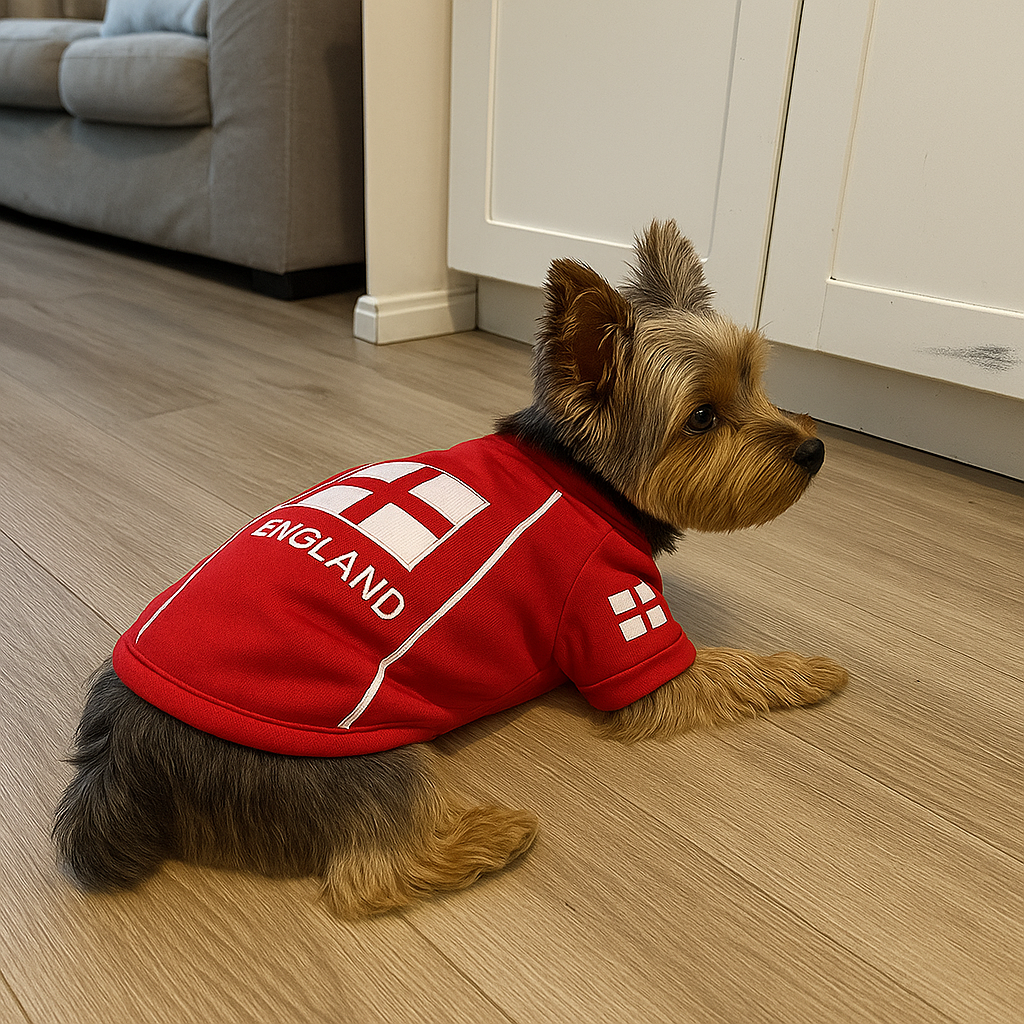 Parisian Pet Team England Jersey-White & Red