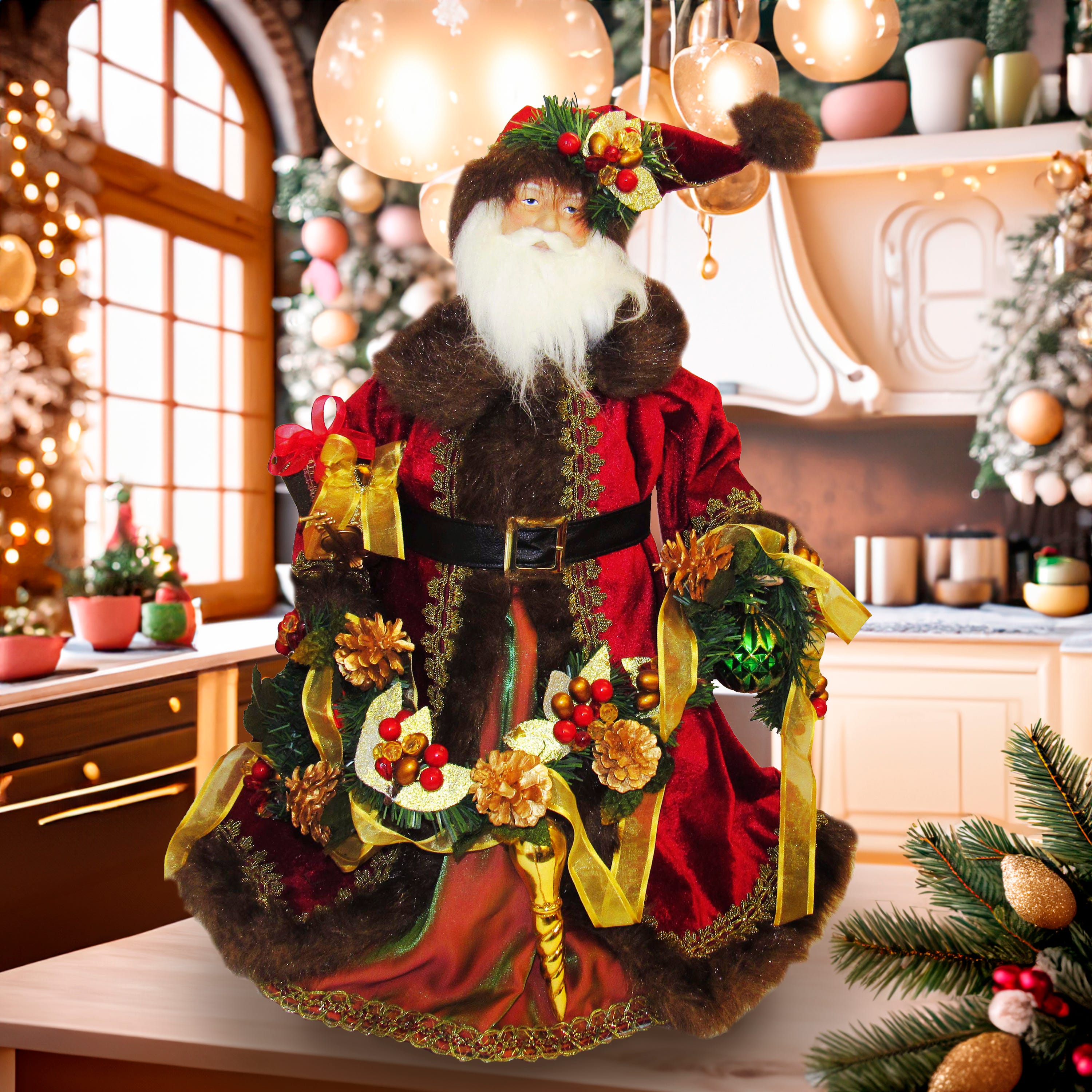 Kurt Adler 23-Inch Fabric Decorated Santa Tablepiece