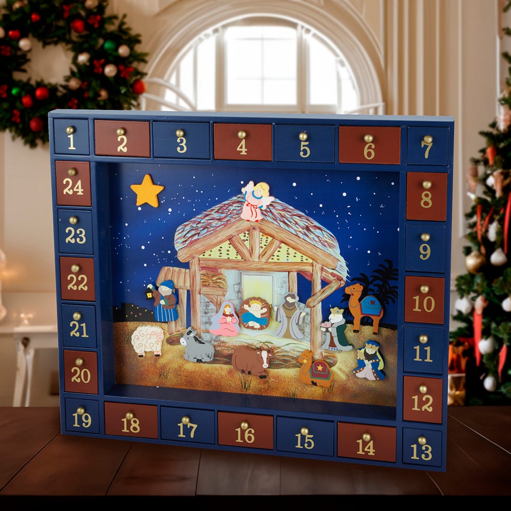 Kurt Adler 16.75-Inch Nativity Advent Calendar, 25 Pieces