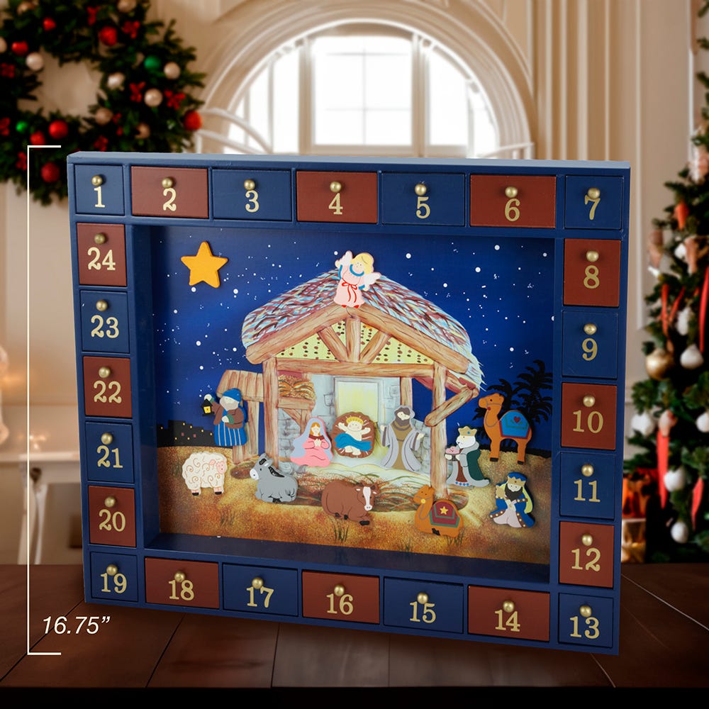Kurt Adler 16.75-Inch Nativity Advent Calendar, 25 Pieces