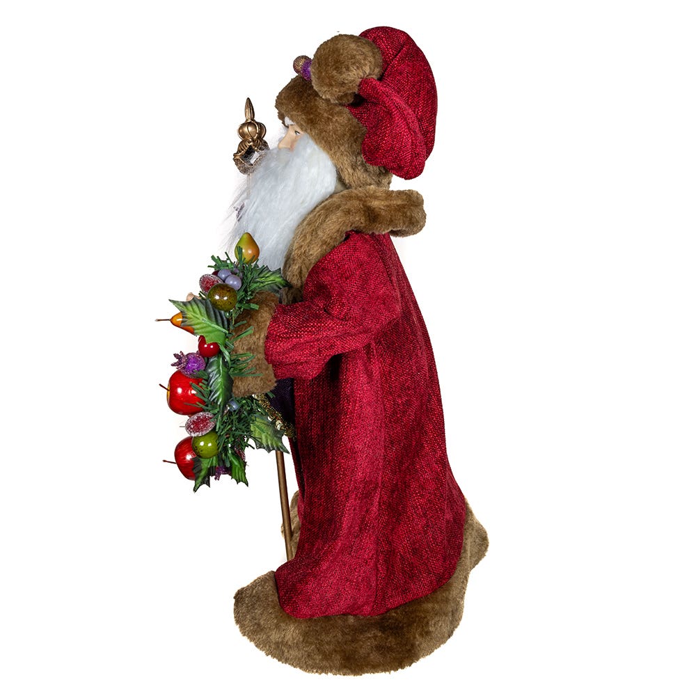 Kurt Adler 20-Inch Sugar Fruit Santa With Fruit Wreath