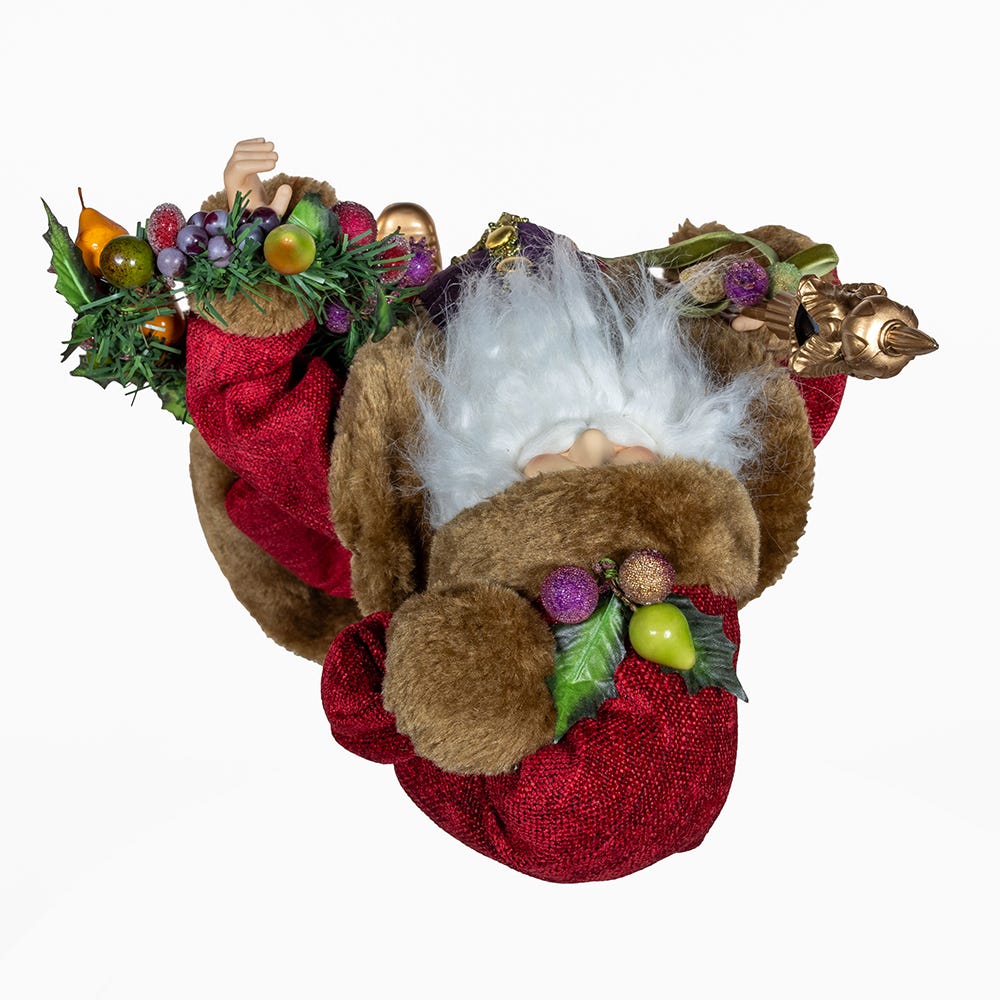 Kurt Adler 20-Inch Sugar Fruit Santa With Fruit Wreath