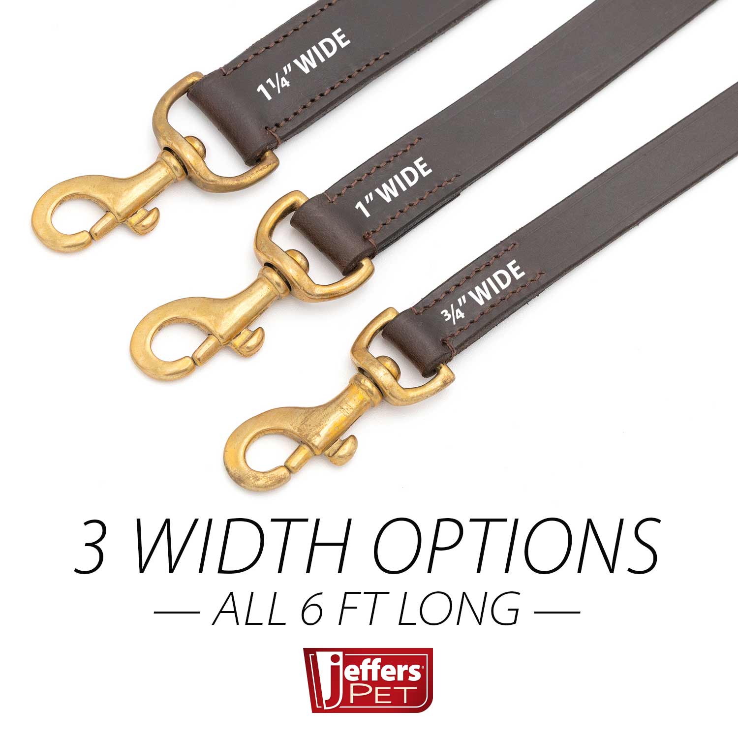 Jeffers Flat Leather Dog Leash with Hand Strap Handle, 6L