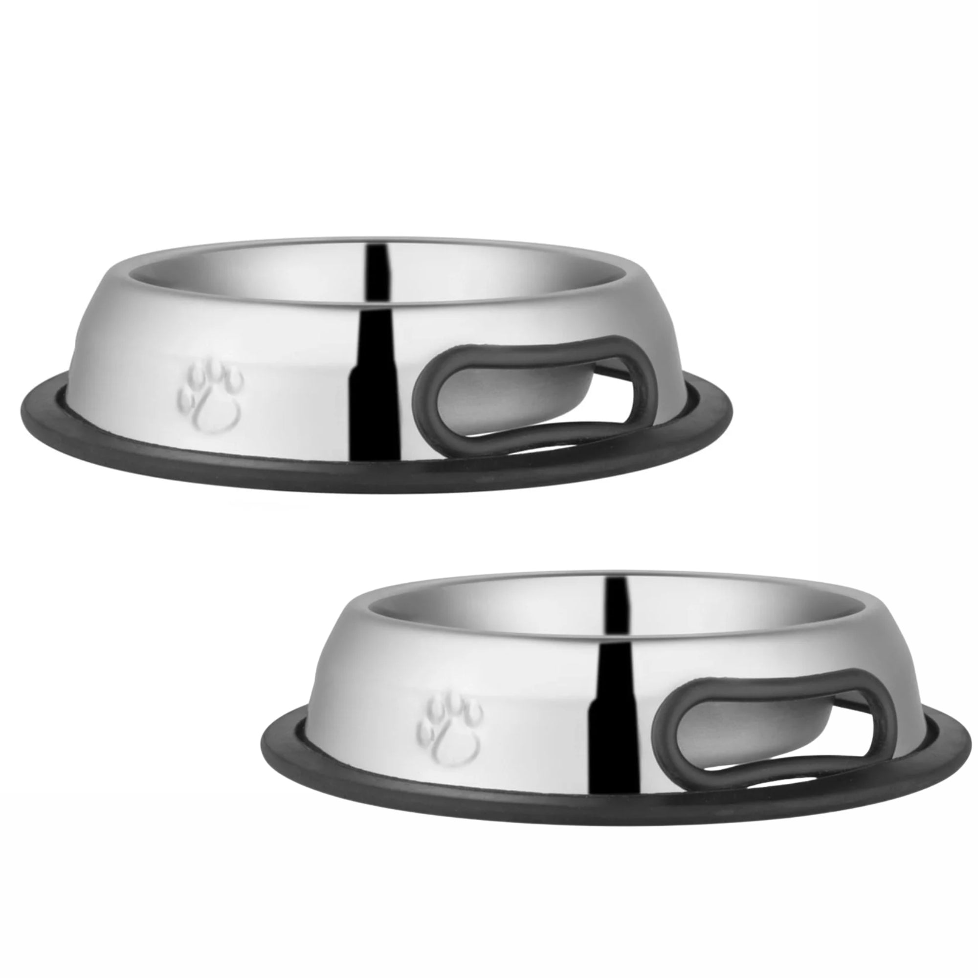 Jeffers Pet Embossed No-Tip Anti-Skid Stainless Steel Pet Bowls for Dogs, Cats, Puppies, Kittens - Rubber Base, Food & Water Feeding Dish for Home, Travel, Camping, Kennel