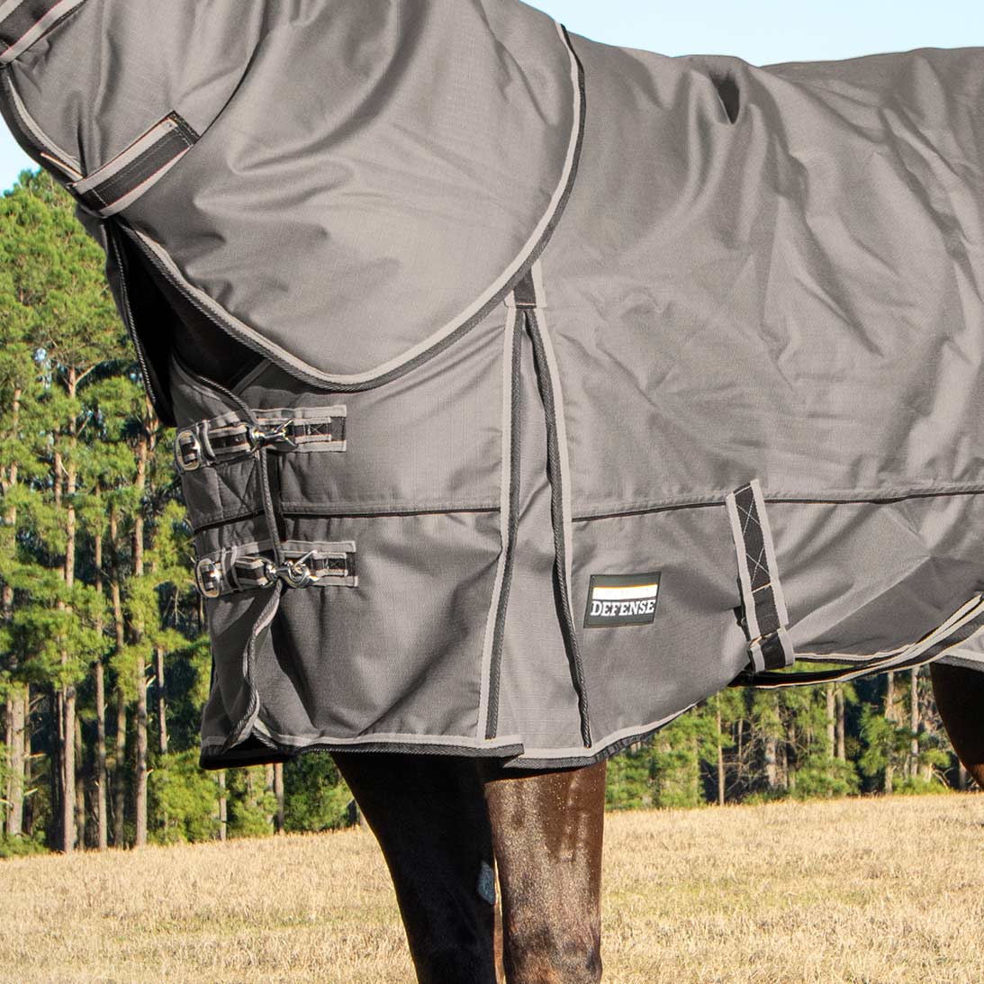 Jeffers Poplar Head – "Defense" 1680 Denier Turnout Blanket with Detachable Neck, 240 Gram, Plymouth Brown