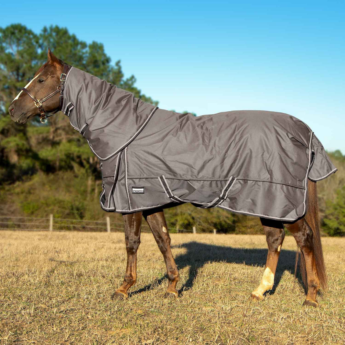 Jeffers Poplar Head – "Defense" 1680 Denier Turnout Blanket with Detachable Neck, 360 Gram, Plymouth Brown