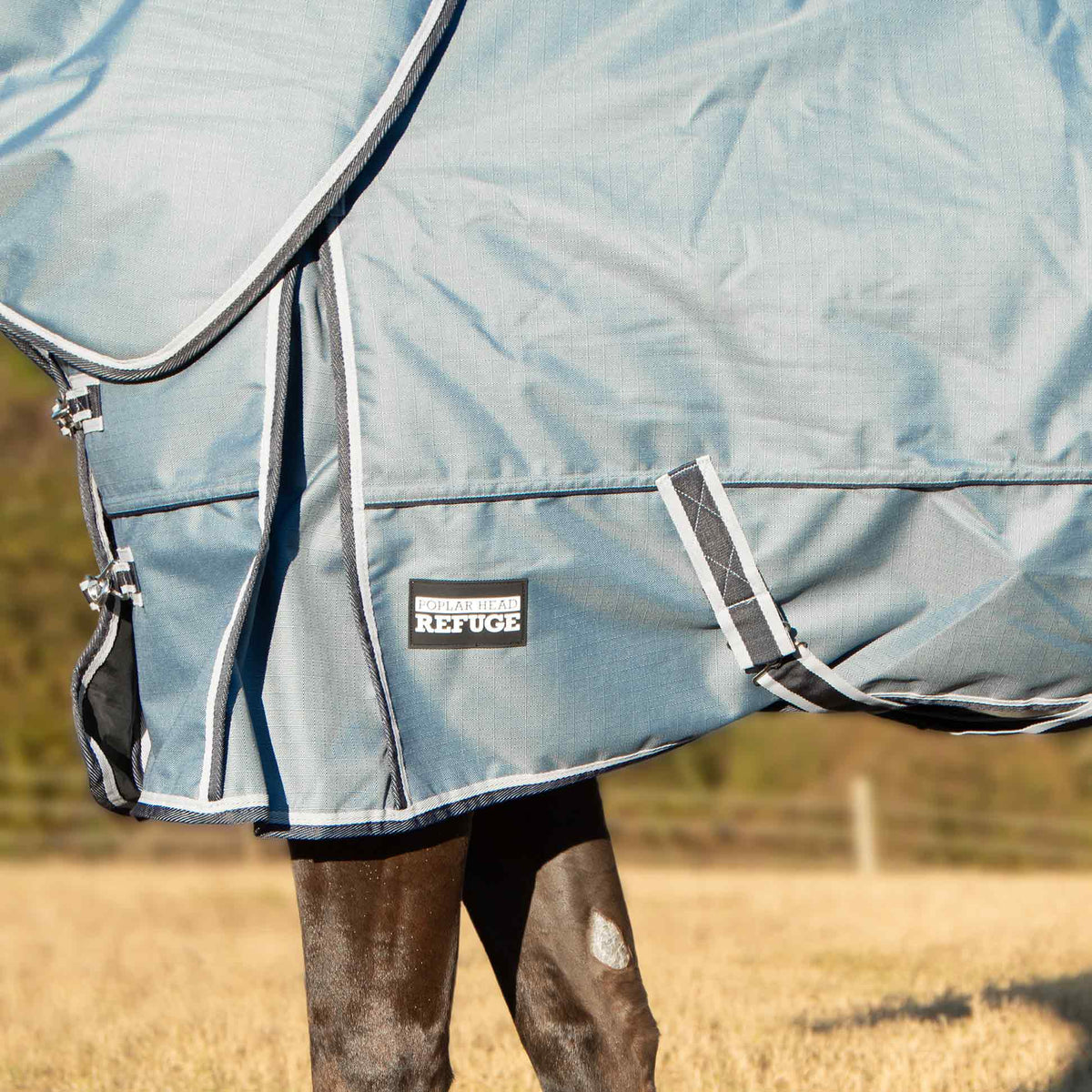 Jeffers Poplar Head – "Refuge" 1200 Denier Turnout Blanket with Detachable Neck, 240 Gram, Hamilton Blue