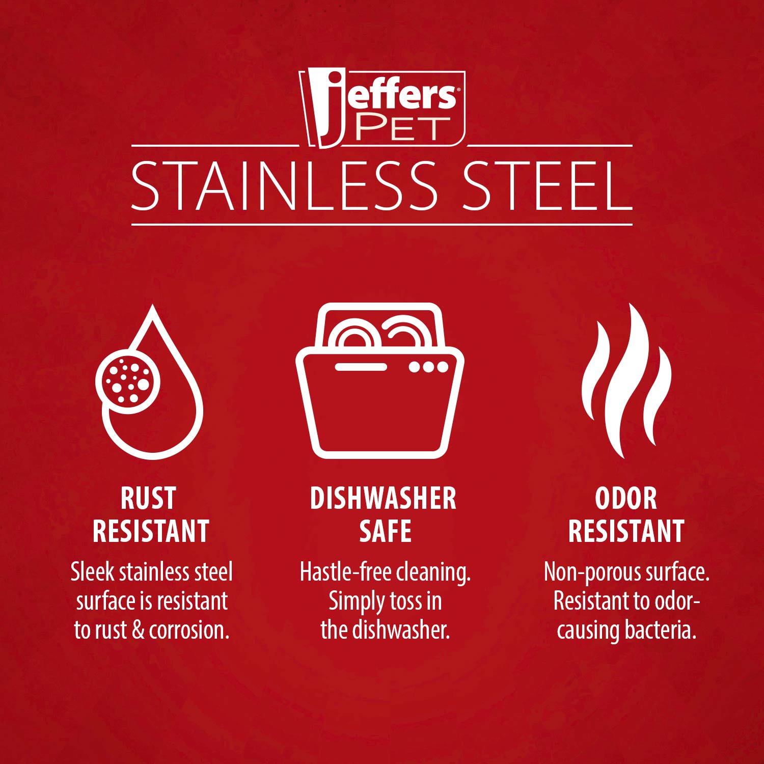 Jeffers Pet Embossed No-Tip Anti-Skid Stainless Steel Pet Bowls for Dogs, Cats, Puppies, Kittens - Rubber Base, Food & Water Feeding Dish for Home, Travel, Camping, Kennel