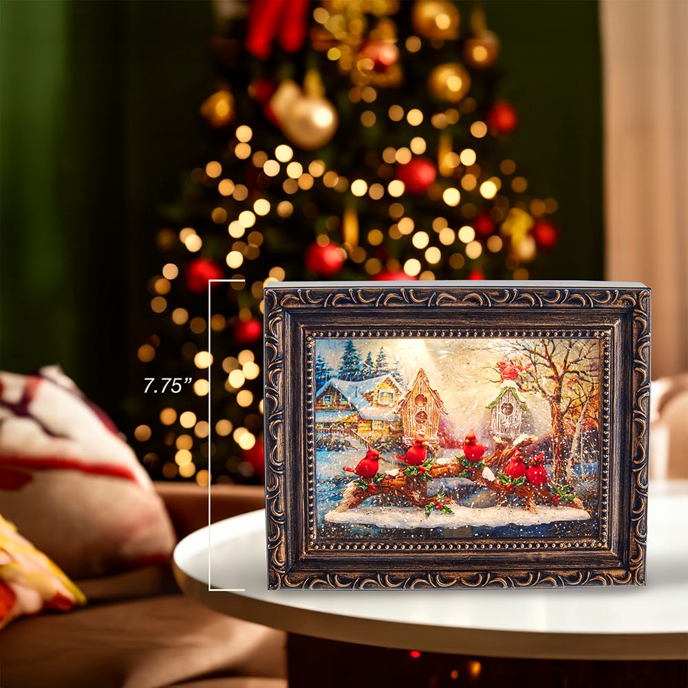 Kurt Adler 7.75-Inch Battery-Operated Musical Water Cardinals Frame