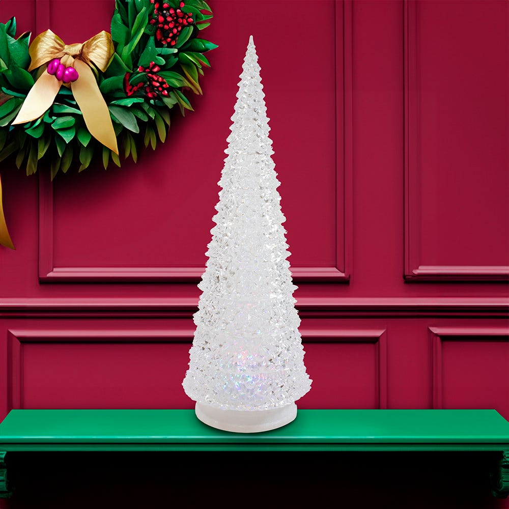 Kurt Adler 14-Inch Battery-Operated Clear and Silver Lava Light Tree