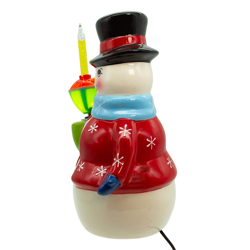 Kurt Adler 10-Inch Ceramic Snowman With Bubble Light