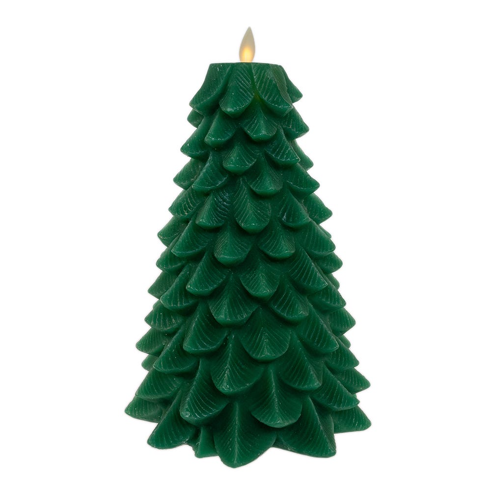 Kurt Adler 9-Inch Battery Operated Green Christmas Tree Candle with LED Flicker Flame