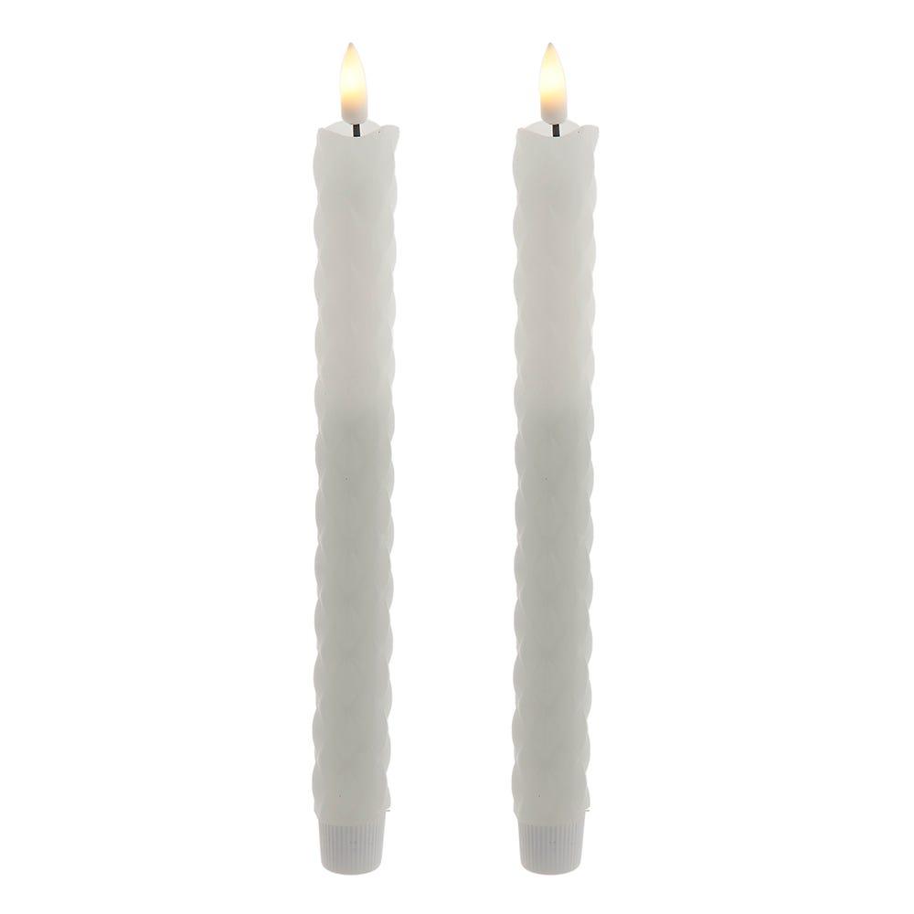 Kurt Adler 9.7-Inch Battery Operated LED Flicker Flame Diamond Shaped Taper Candle Set