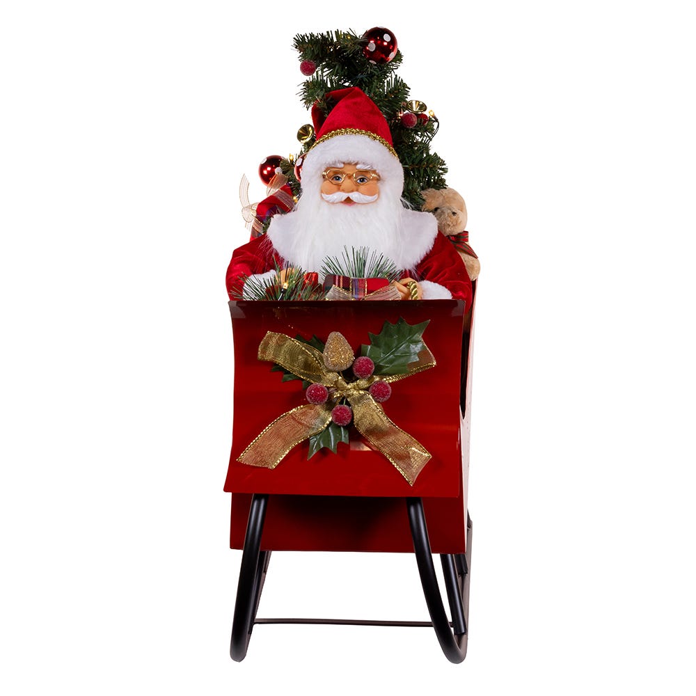 Kurt Adler 24-Inch Battery Operated Musical LED Santa in Metal Sleigh Table Piece