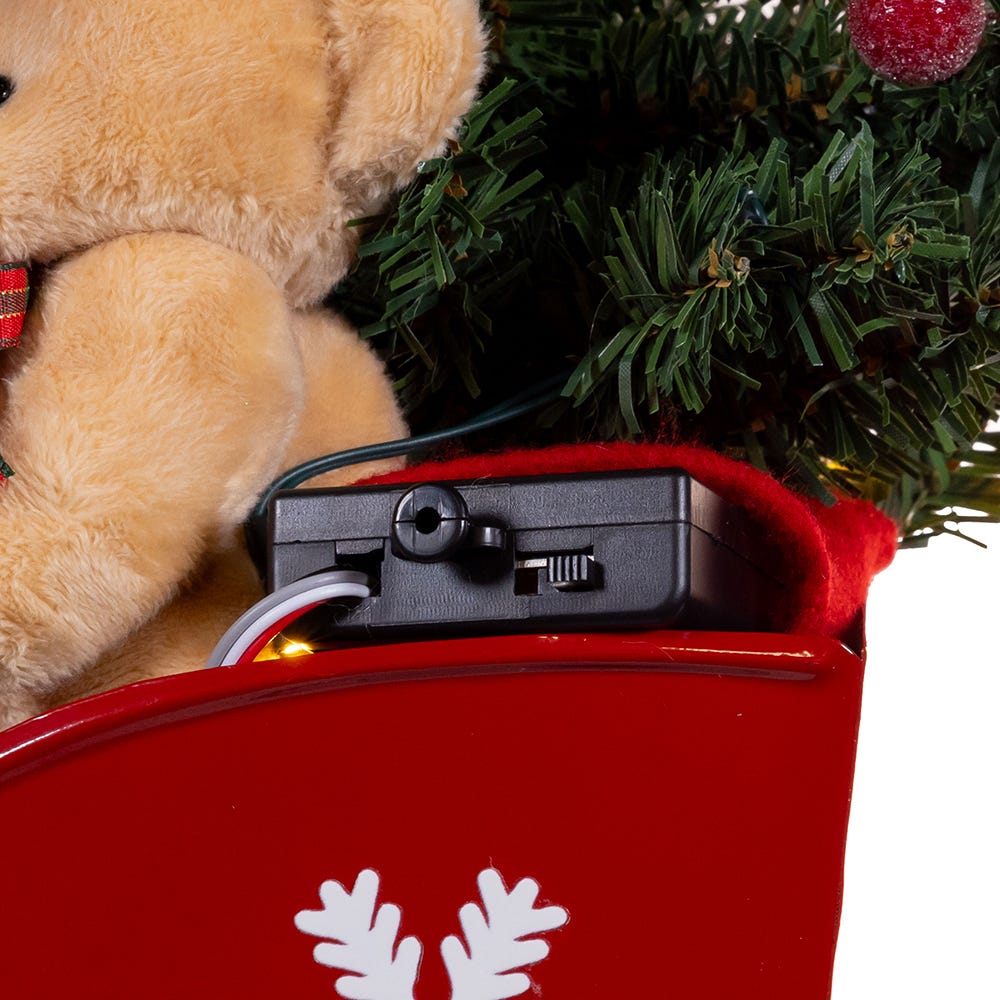 Kurt Adler 24-Inch Battery Operated Musical LED Santa in Metal Sleigh Table Piece