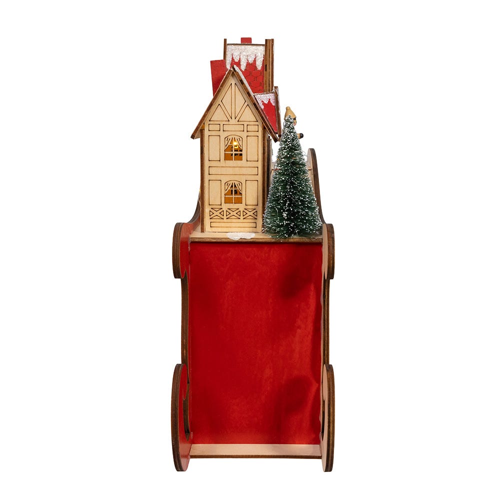 Kurt Adler 13.77-Inch Battery Operated LED Lighted Sleigh With Village Scene Table Piece