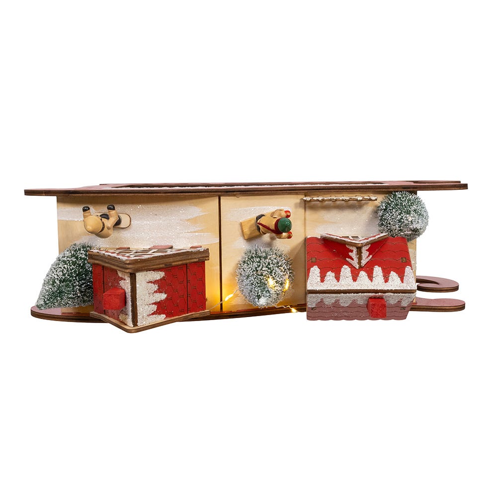 Kurt Adler 13.77-Inch Battery Operated LED Lighted Sleigh With Village Scene Table Piece
