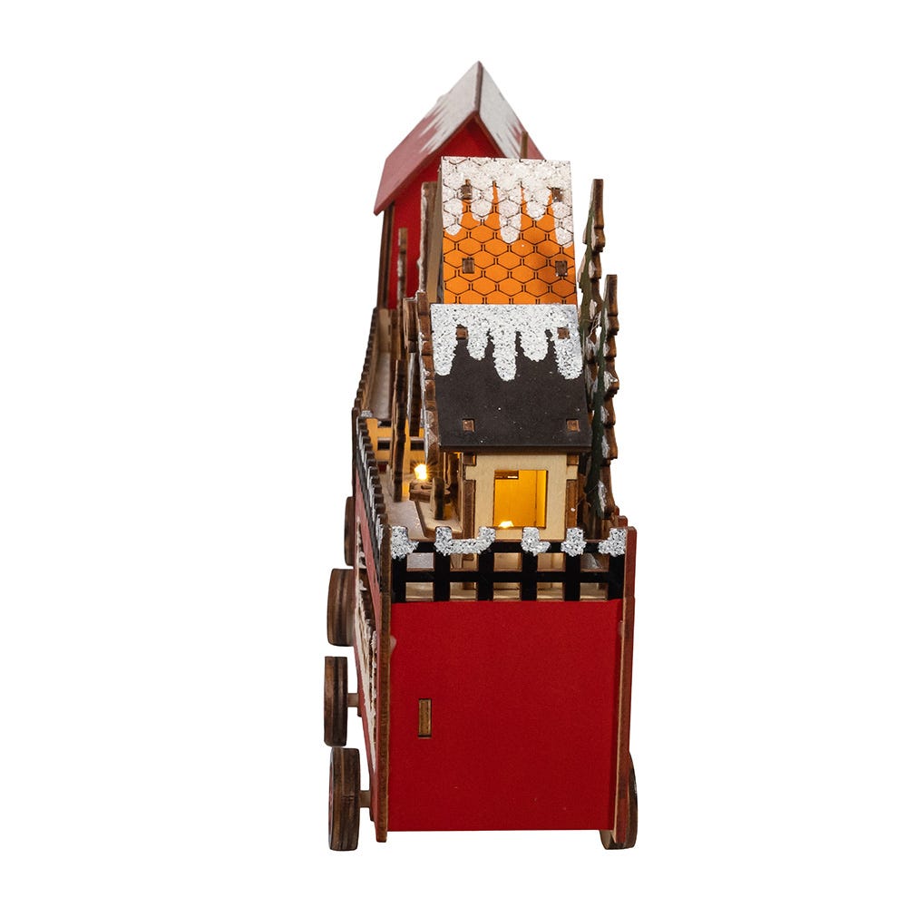 Kurt Adler 22.24-Inch Battery Operated LED Lighted Truck With Santa and Home Scene Table Piece