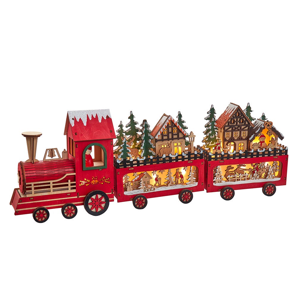Kurt Adler 22.24-Inch Battery Operated LED Lighted Truck With Santa and Home Scene Table Piece