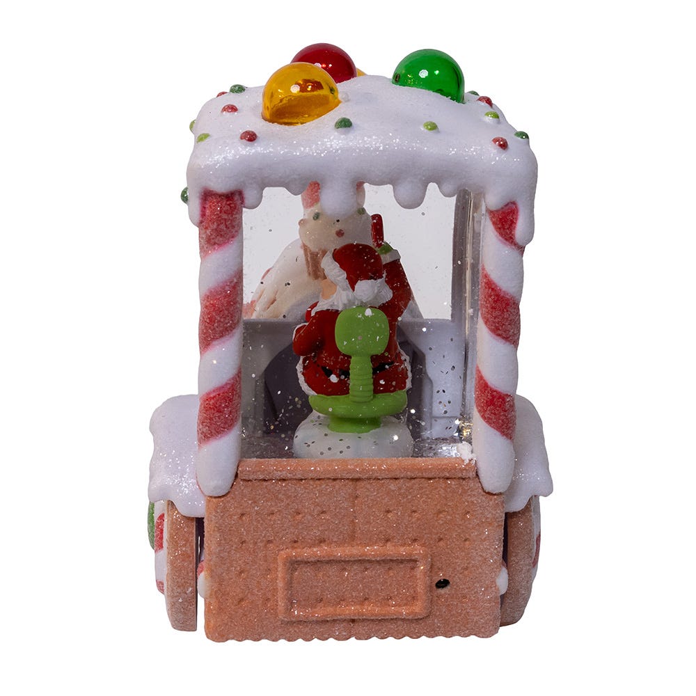 Kurt Adler 7.5-Inch Battery Operated USB LED Lighted Santa Train Lantern with Spinning Glitter Water.