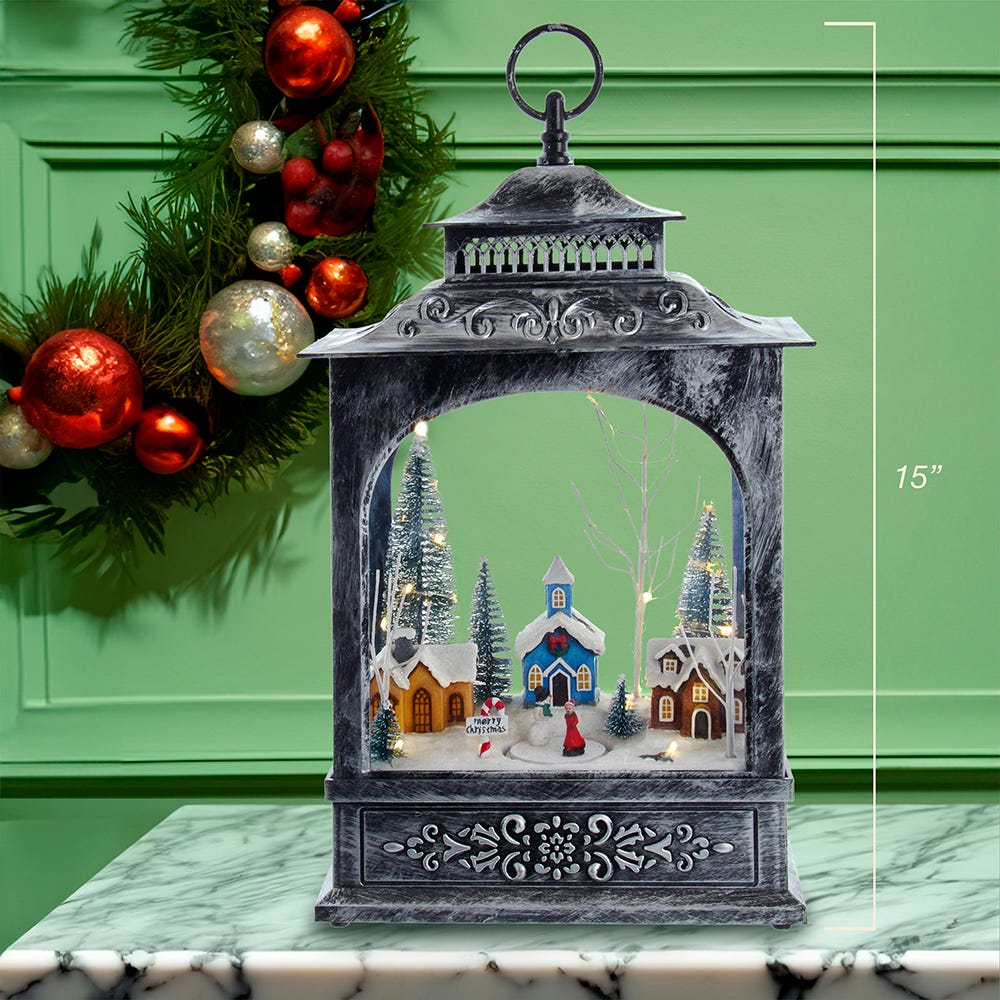 Kurt Adler 15-Inch Battery-Operated LED Musical Christmas Village Lantern