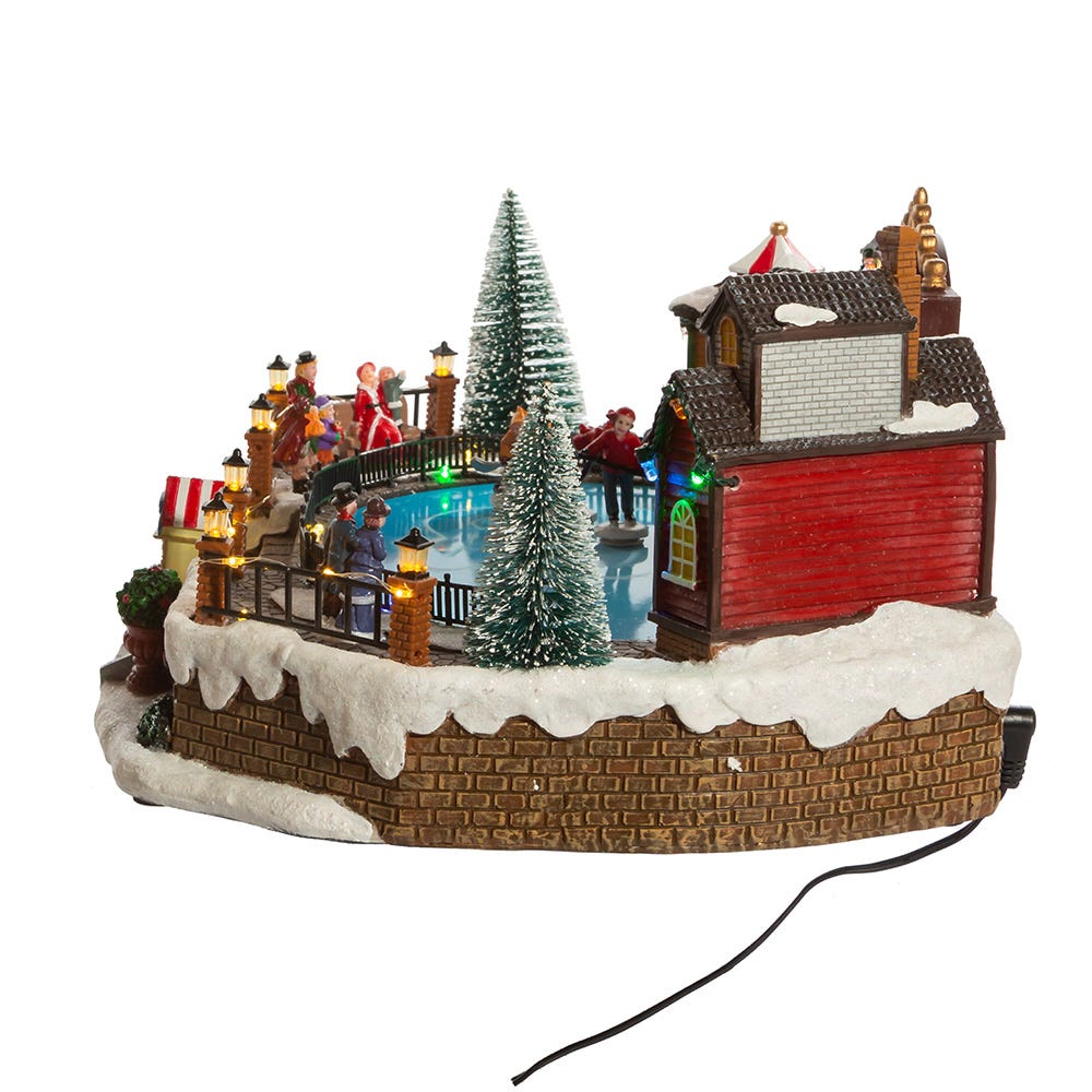 Kurt Adler 6.5-Inch LED Musical Ice Hockey Rink Table Piece