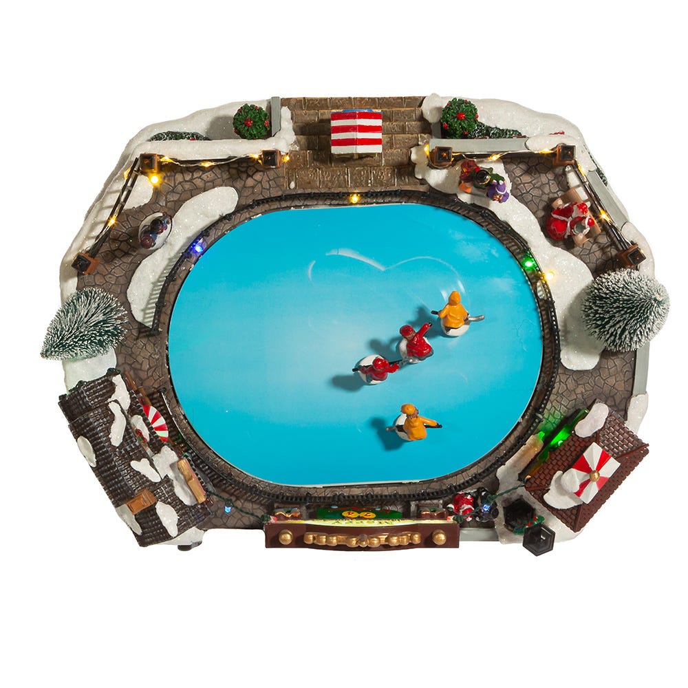 Kurt Adler 6.5-Inch LED Musical Ice Hockey Rink Table Piece