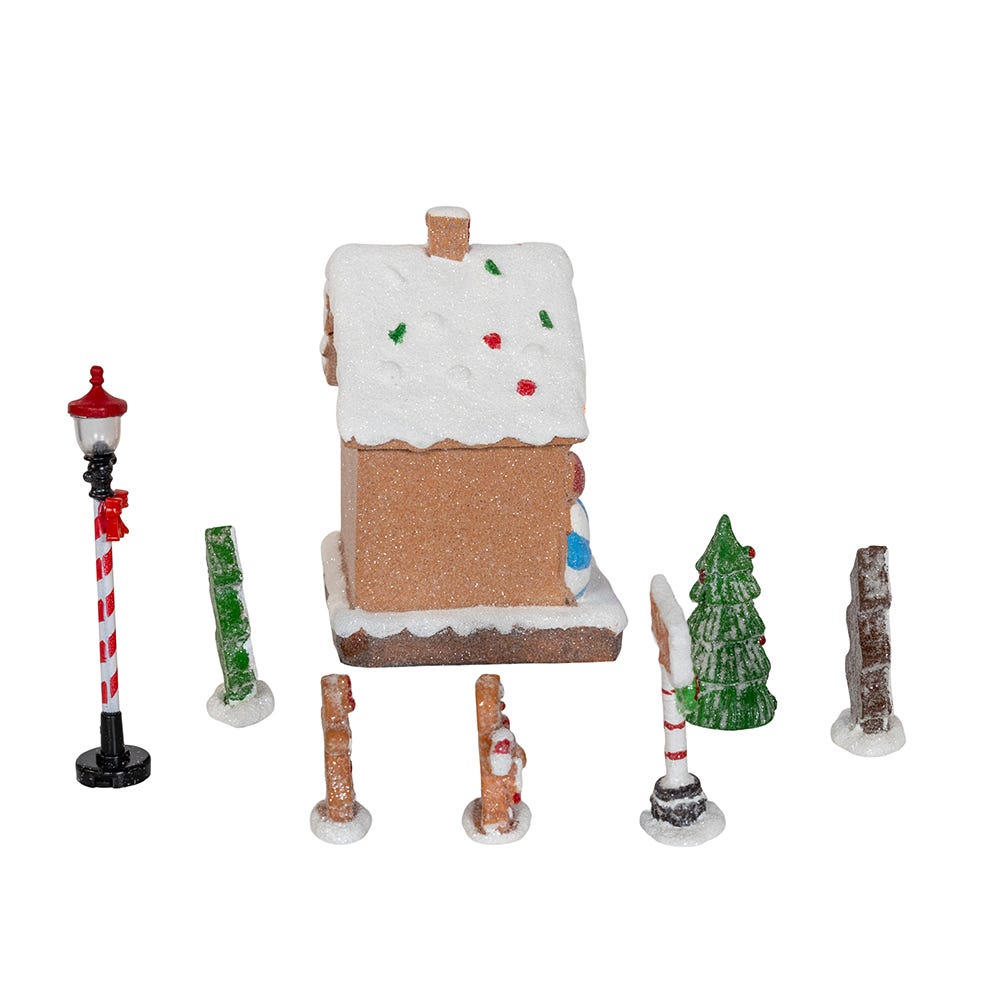 Kurt Adler 1.6-5.1-Inch Battery Operated Multicolor LED Lighted Gingerbread House Set