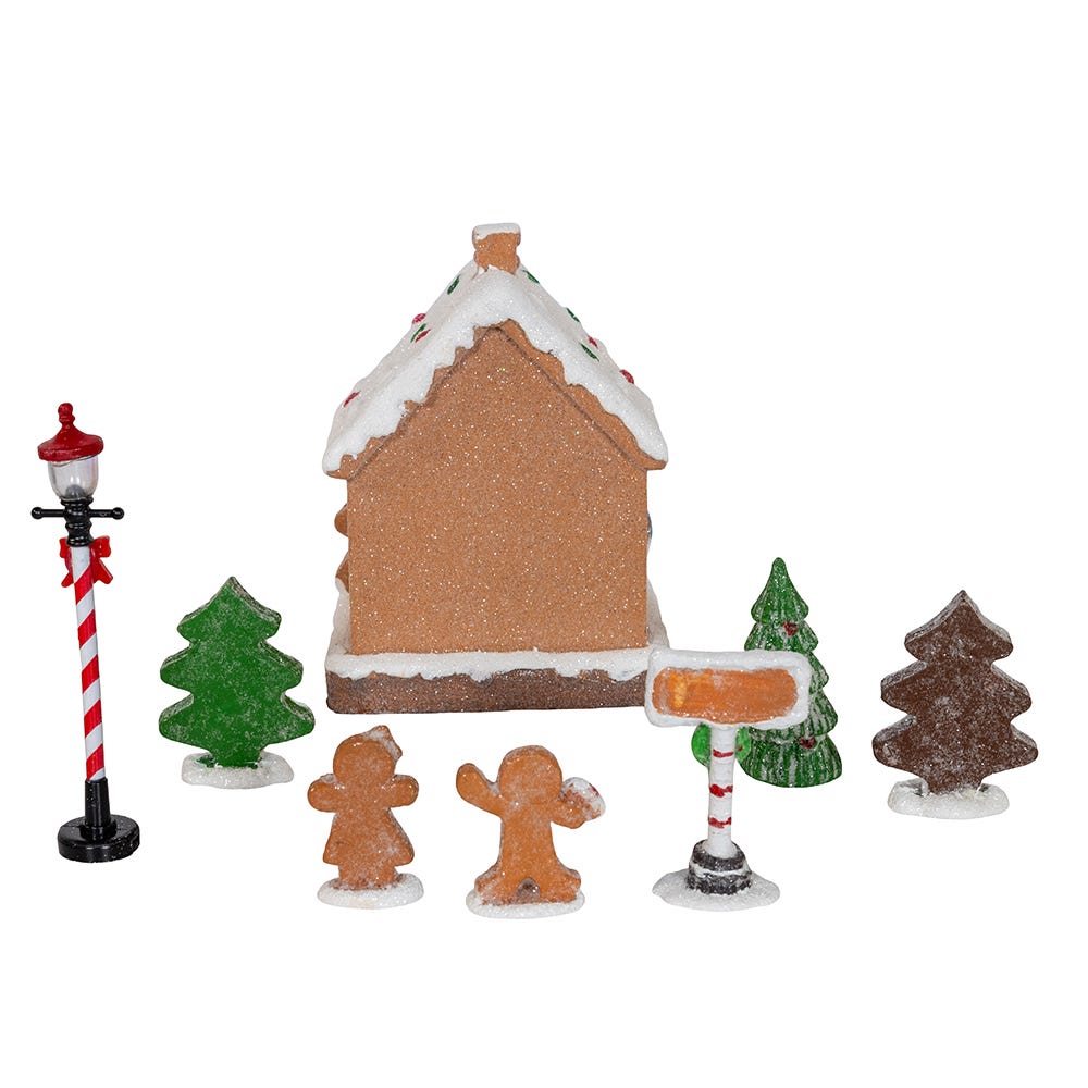 Kurt Adler 1.6-5.1-Inch Battery Operated Multicolor LED Lighted Gingerbread House Set