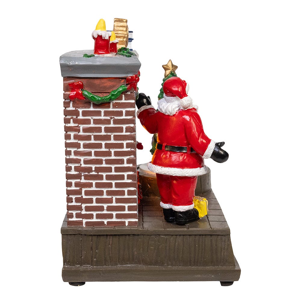 Kurt Adler Battery Operated Animated Fireplace Scene with Santa and Tree