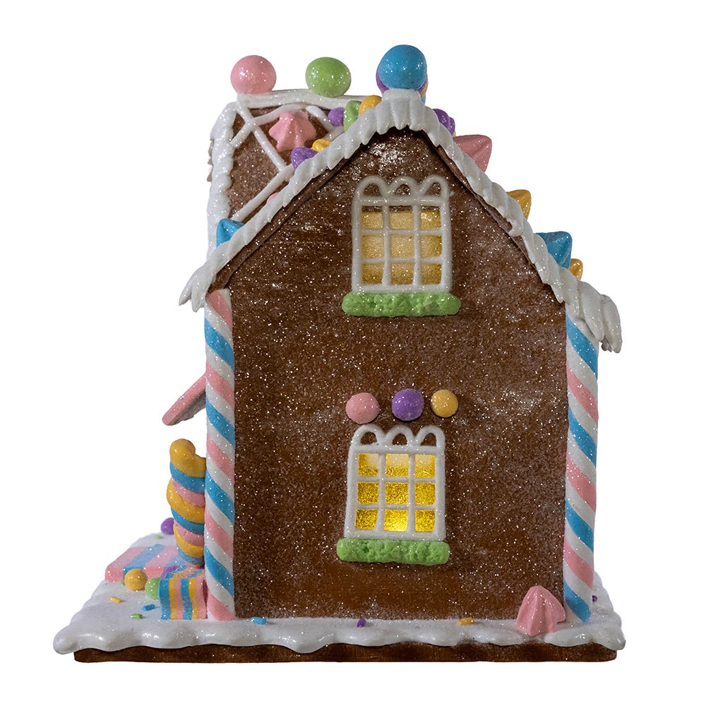 Kurt Adler 8.07-Inch Battery Operated LED Lighted Gingerbread Bubblegum Factory