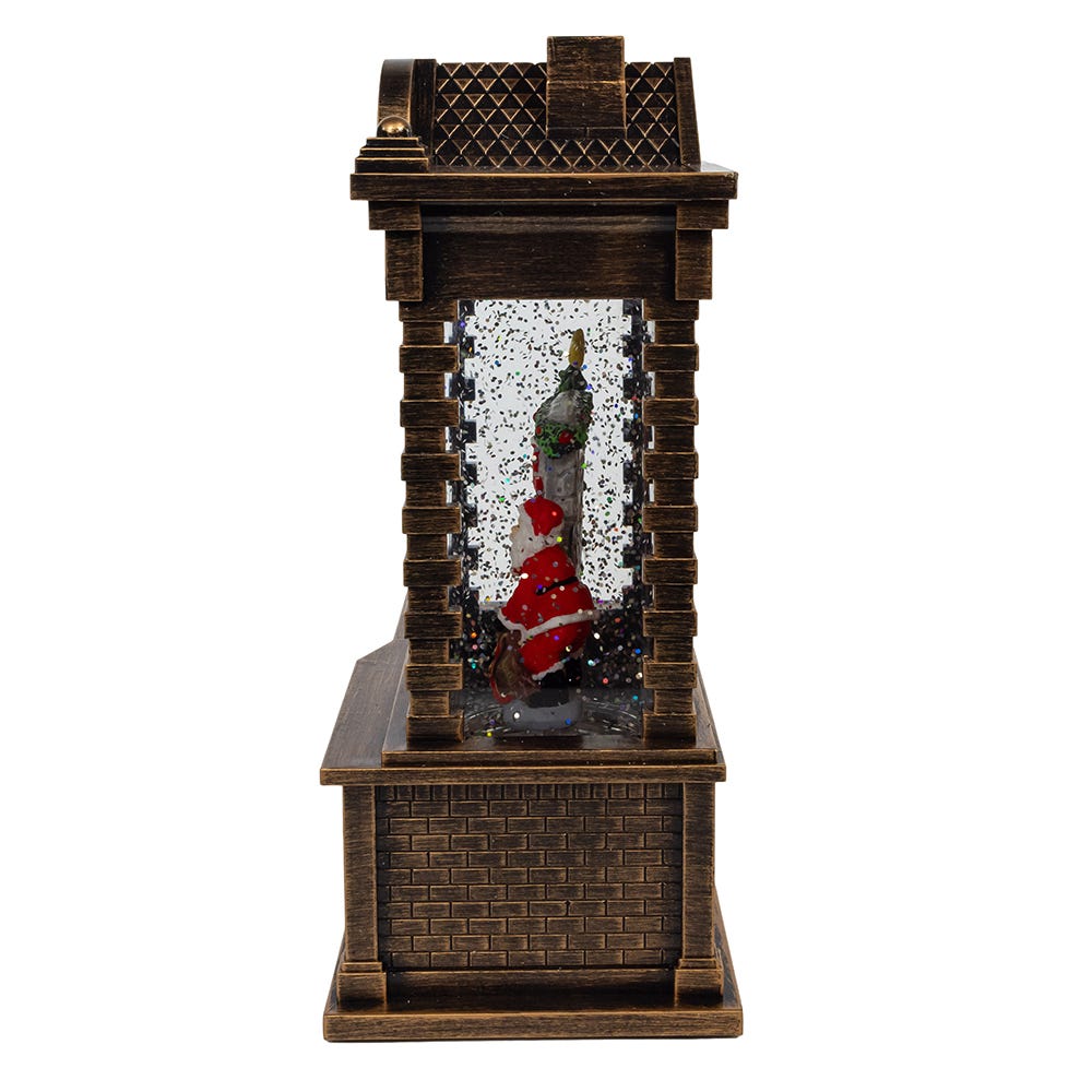 Kurt Adler 5.84-Inch Battery Operated Lighted Santa Fireplace Water Lantern House
