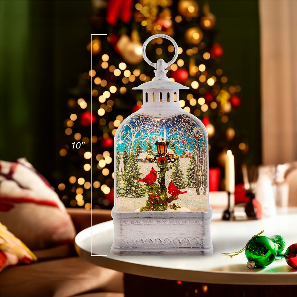 Kurt Adler 10-Inch Battery Operated Warm White LED Lighted Cardinal Lantern