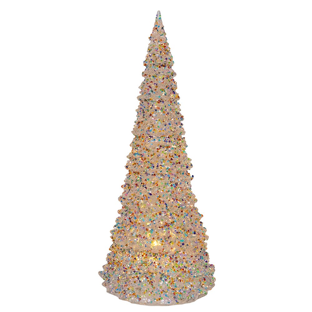 Kurt Adler 15.5-Inch Battery Operated LED Silver Iridescent Tabletop Christmas Tree