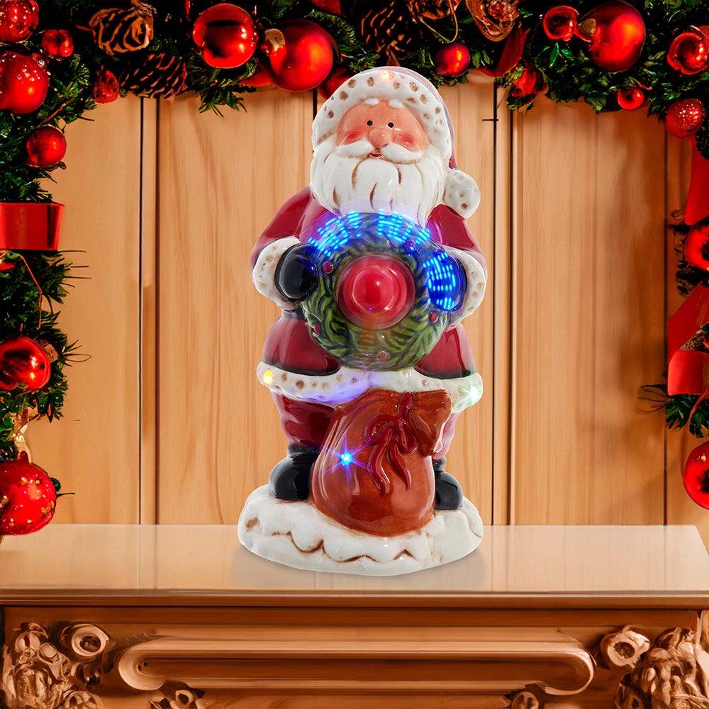 Kurt Adler 10-Inch Battery Operated Musical Santa Table Piece with Digital Propeller