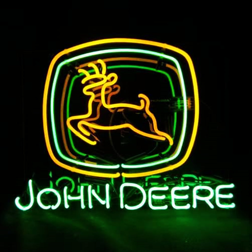 John Deere Tractor Logo Real Glass Neon Sign