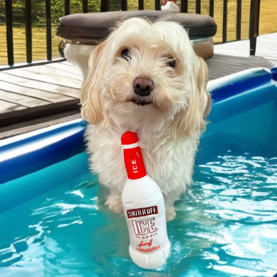 Pawty Smirruff Ice Bottle Squeaky Dog Toy